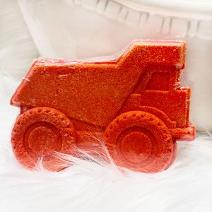 red orange dump truck bath bomb all natural kid friendly vegan bath bomb
